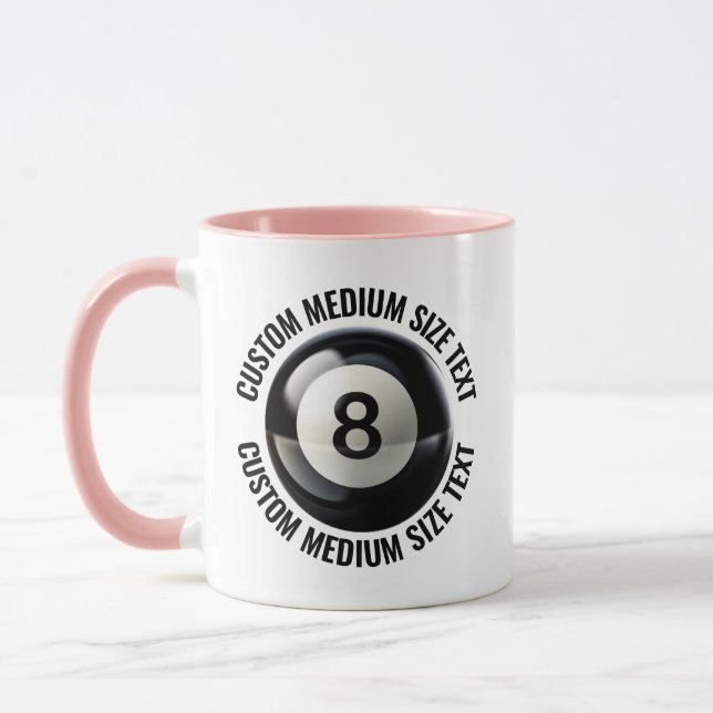 Medium Text RÖSA Combo 11oz Anpassad 8 Ball Mugg (Vänster)