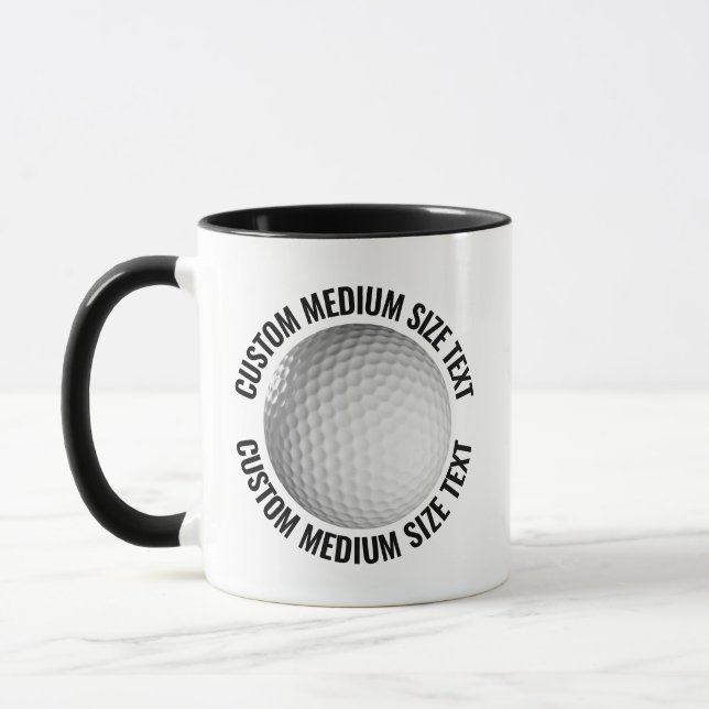 Medium Text Svart Combo 11oz Anpassad Golf Mugg (Vänster)