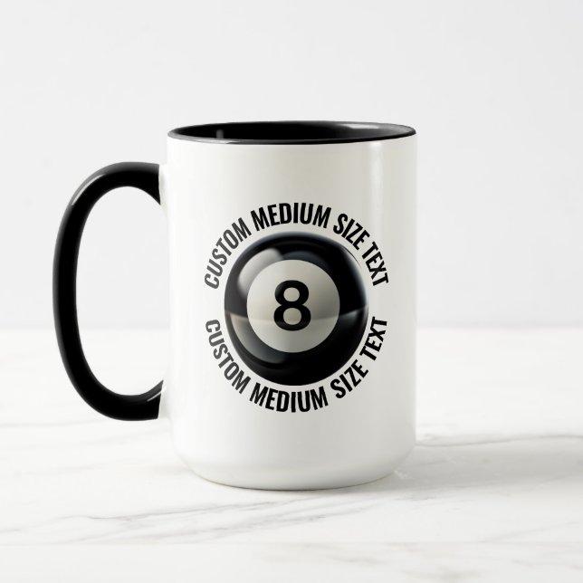 Medium Text SVART Combo 15oz Anpassad 8 Ball Mugg (Vänster)