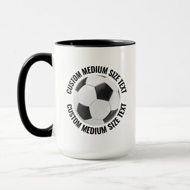 Medium Text SVART Combo 15oz Anpassad Fotboll Mugg (Vänster)