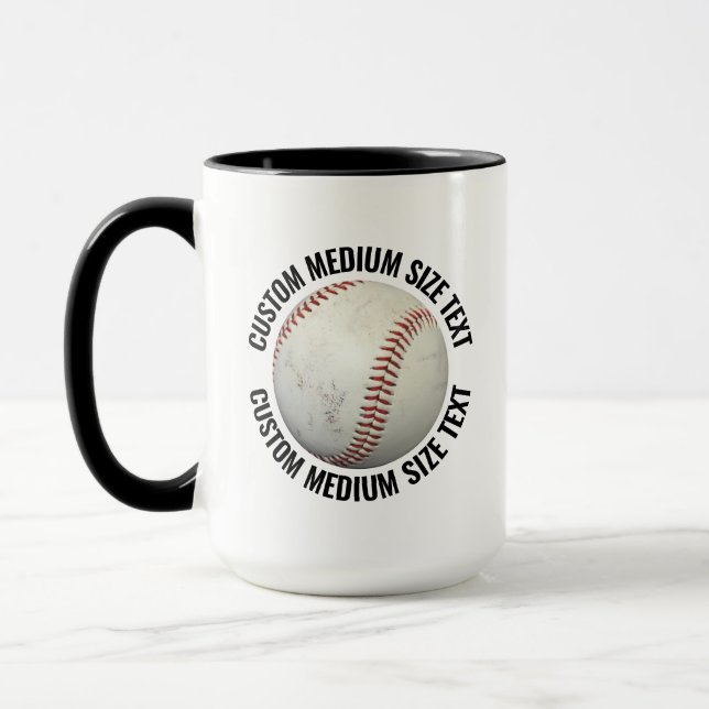 Medium Text Svart Kombi 15oz Anpassad Baseboll Mugg (Vänster)