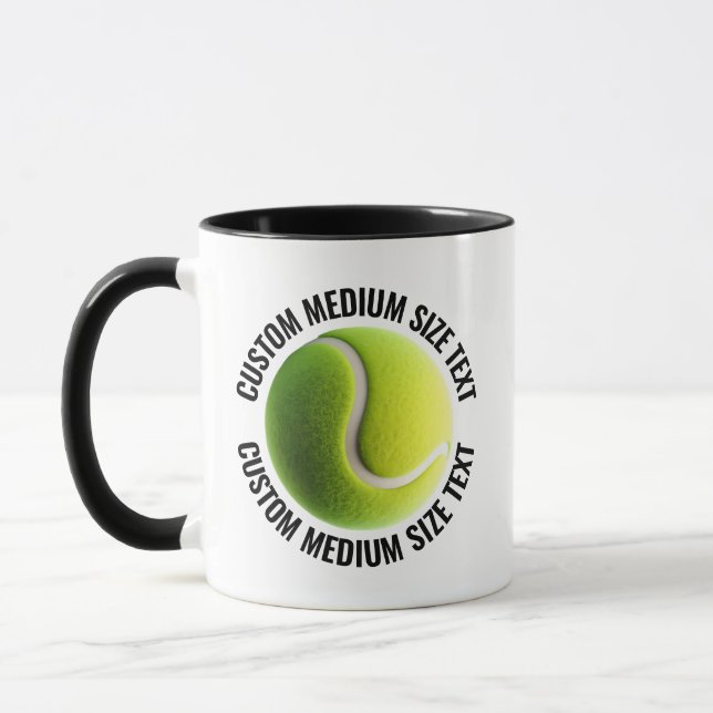 Medium Text Svart Kombi 320g Custom Tennis Mugg (Vänster)