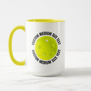 Medium Text YELLOW Combo 15oz Anpassad Pickleball Mugg