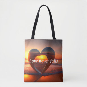 Medium Tote Bag Kärlek Misslyckas aldrig Anpassnin Tygkasse