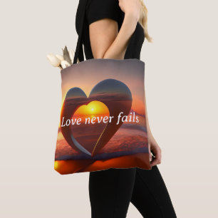 Medium Tote Bag Kärlek Misslyckas aldrig. Tygkasse