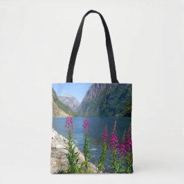 Medium Tote Bag med Norge River Scene Tygkasse