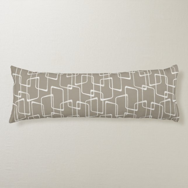 Medium Warm Grått Retro Geometric Mönster Kroppskudde (Framsidan)