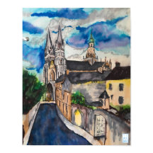 Medival Bayeux Cathedral Frankrike Poster