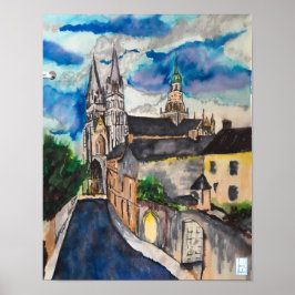 Medival Bayeux Cathedral Frankrike Poster