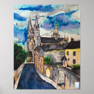Medival Bayeux Cathedral Frankrike Poster