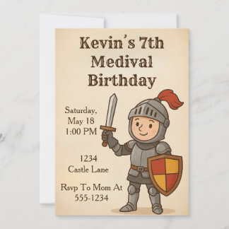 Medival Knight Birthday Inbjudningar