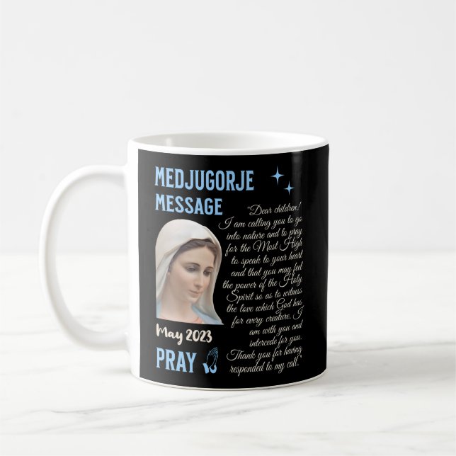 Medjugorje-meddelandet från maj 2023 kaffemugg (Vänster)