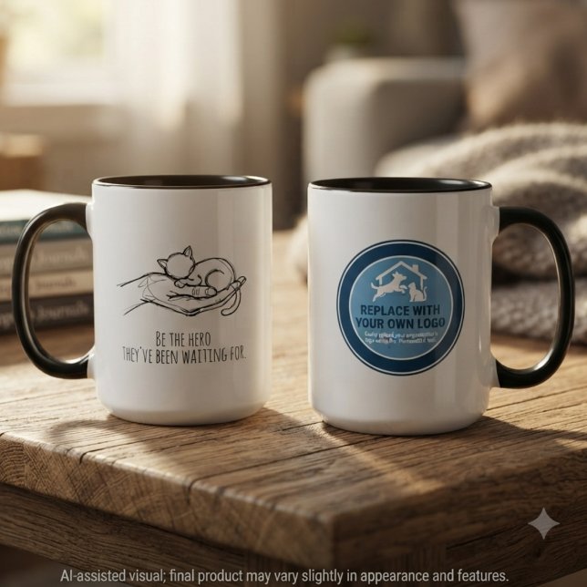 Medkännande katt räddningshjälte mugg (Ceramic mug for animal rescue advocates; perfect for heartwarming morning coffee breaks.)