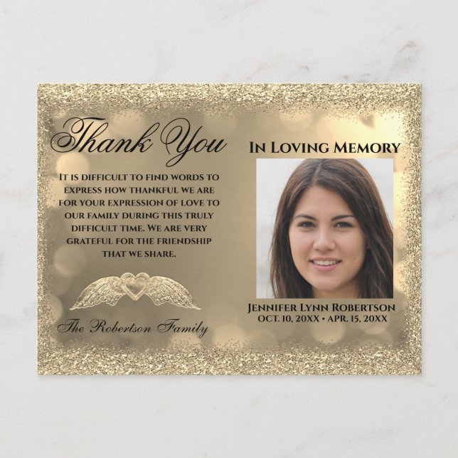 Medkänsla Begravning Foto TACK MED HJÄRTA Vykort (Framsida)