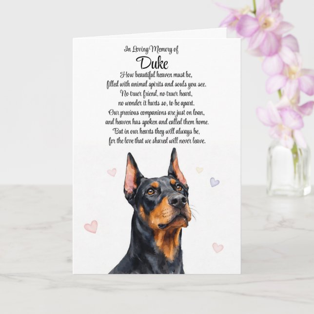 Medkänsla Förlust av Hund Dobermann Anpassat Namn Kort (Orkide)