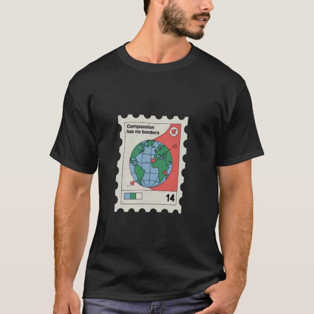 Medkänsla Har Inga Gränser Hjärtat T Shirt (Framsida)