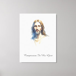 Medkänsla i Hans blick - Jesus akvarellmålning Canvastryck