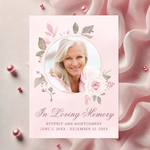 Medkänsla Rosa Ros Blommig Foto Minnesstund Tack Kort