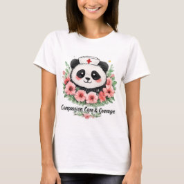 Medkänsla Vård och Mod Blommig Panda Sjuksköterska T Shirt