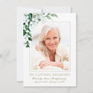 Medkänsla Vit Magnolia Blommig Foto Begravning Tack Kort