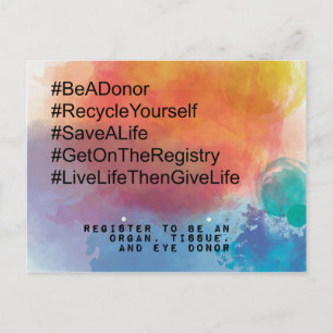 Medlarmedvetenhet, transplantation, organdonation vykort