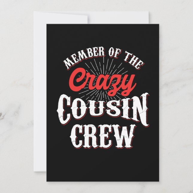Medlem av Crazy Cousin Crew Brother Sister Gif Inbjudningar (Framsida)