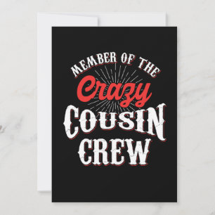 Medlem av Crazy Cousin Crew Brother Sister Gif Inbjudningar