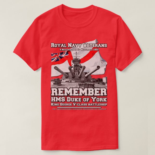 MEDLEM HMS Prince of Wales Battleship T Shirt (Design framsida)