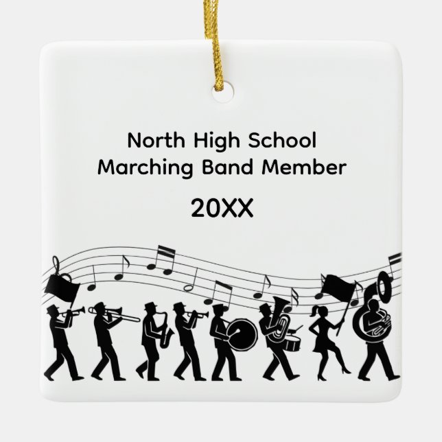 Medlem i High School Marching Band  Julgransprydnad Keramik (Framsida)