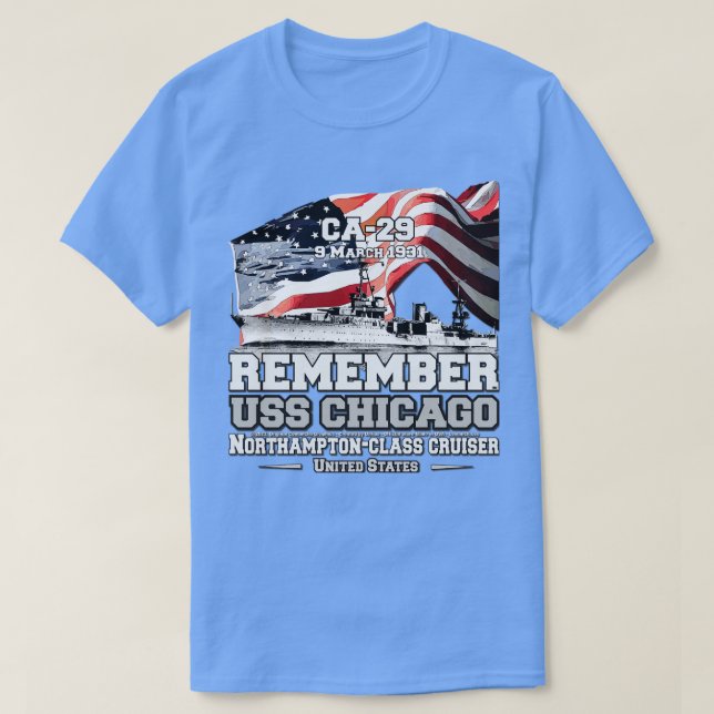 MEDLEM USS Chicago CA29 marinveteraner T Shirt (Design framsida)