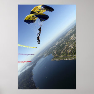 Medlemmar i USA:s maringrupp i Fallskärm Poster