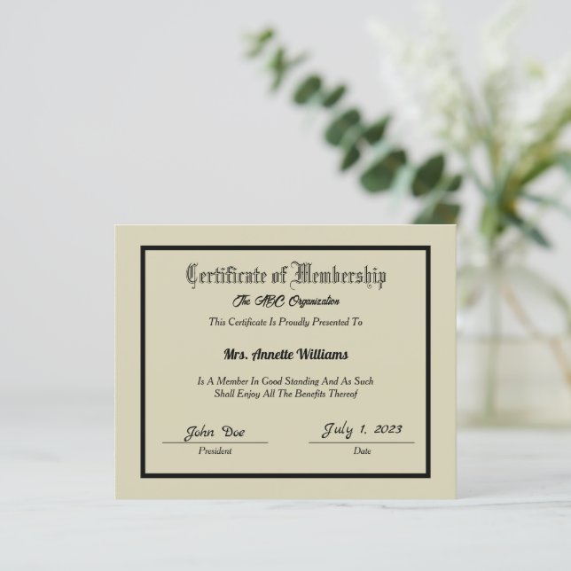 Medlemsbevis (Stående Fram)