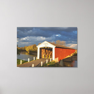 Medora Covered Bridge byggd 1875 Canvastryck