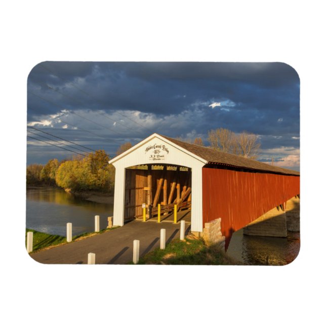 Medora Covered Bridge byggd 1875 Magnet (Horisontell)