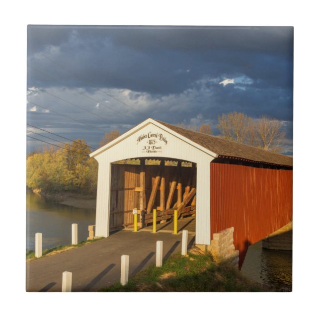 Medora Covered Bridge byggdes 1875 Kakelplatta (Framsidan)