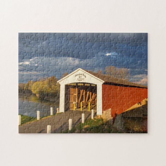 Medora Covered Bridge byggdes 1875 Pussel (Horisontell)