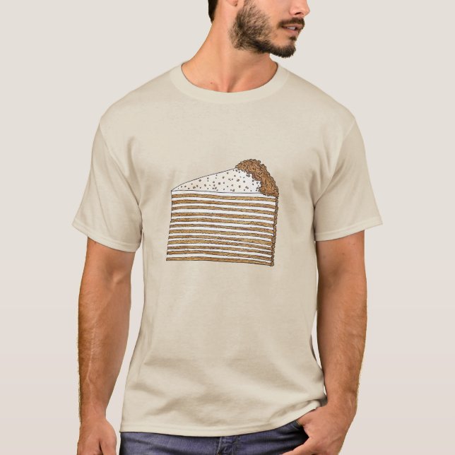 Medovik honey Cake Slice Russian Clear Dessert T Shirt (Framsida)