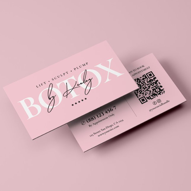 MedSpa Estetisk Botox Injektör Rosa Pastell Visitkort (MedSpa Esthetic Botox Injector Pink Pastel Business Card
)
