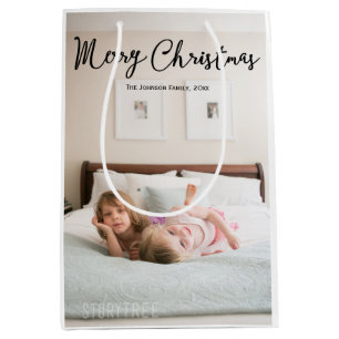 Meduim Cute Photo jul Greetings Gift Bags