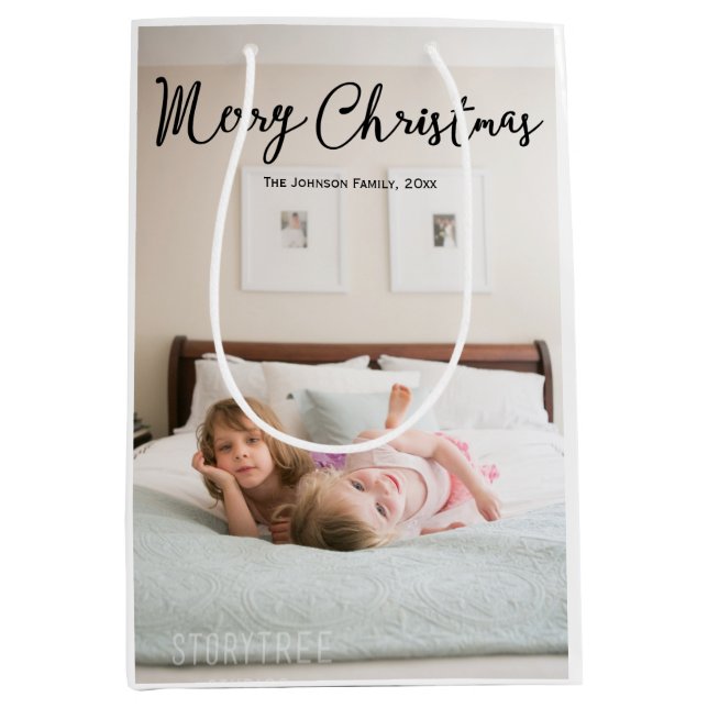 Meduim Cute Photo jul Greetings Gift Bags (Framsidan)