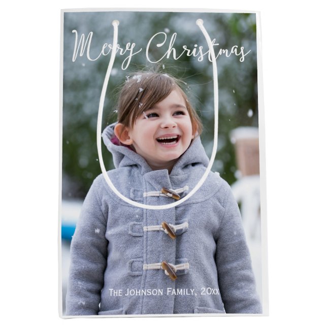 Meduim Girl and Snö Photo jul Gift Bags (Framsidan)