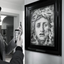 Medusa Ancient Goddes Porträtt in Grått