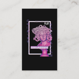 Medusa Ancient Grekiska statue Glitch Vaporwave Visitkort