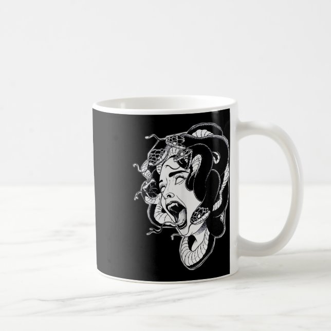Medusa Blackwork Tattoo Flash Kaffemugg (Höger)