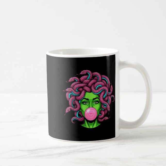 Medusa Blowing Bubblegum P Art Mythology Design  Kaffemugg (Höger)
