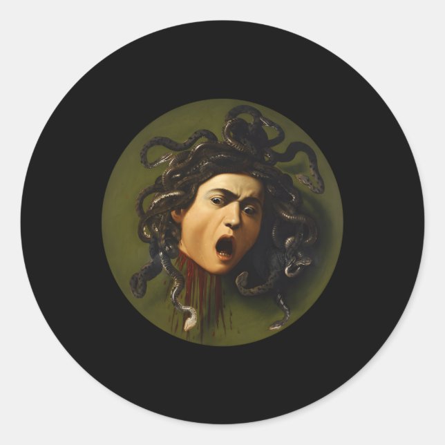Medusa Caravaggio Runt Klistermärke (Framsida)