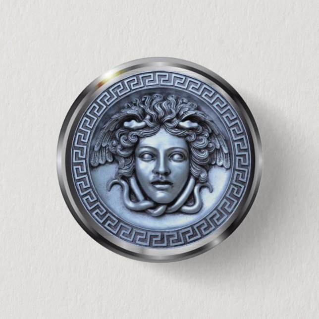 Medusa Designer Pin Button for Clothing, Hats etc. Knapp (Framsida)