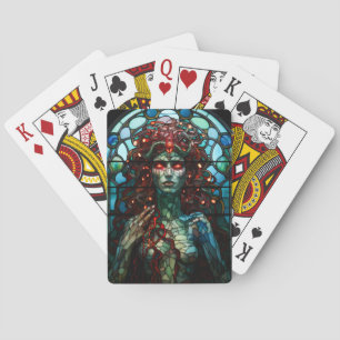 Medusa - det fastkedjade glasfönstret Tiffany Stil Casinokort