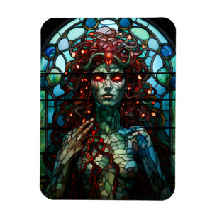 Medusa - det fastkedjade glasfönstret Tiffany Stil Magnet