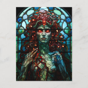 Medusa - det fastkedjade glasfönstret Tiffany Stil Vykort